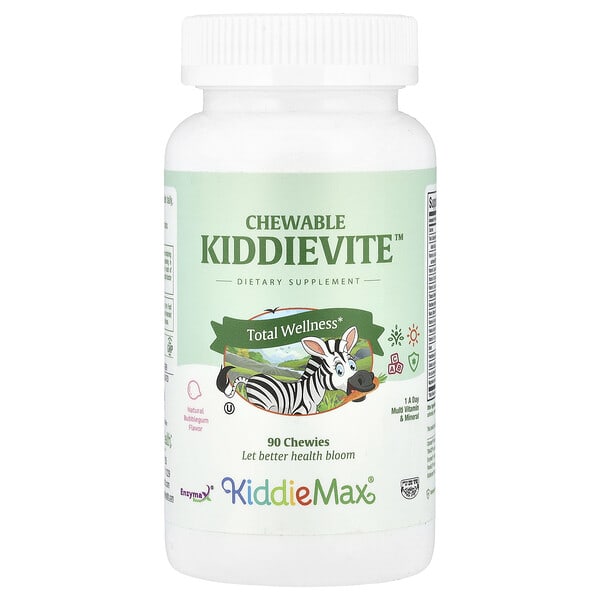 mxt19409_v_8.jpg KiddieMax®, жевательная резинка Kiddievite™, натуральная жевательная резинка, 90 жевательных таблеток — Maxi Health