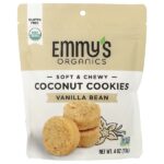 мягкое жевательное печенье с кокосом, ваниль, 113 г (4 унции) — Emmy's Organic Cookies