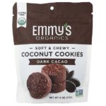 мягкое жевательное печенье с кокосом, темное какао, 113 г (4 унции) — Emmy's Organic Cookies