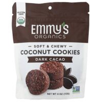 мягкое жевательное печенье с кокосом, темное какао, 113 г (4 унции) — Emmy's Organic Cookies