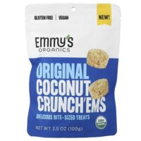 Original Coconut Crunch'ems, оригинальный вкус кокоса, 100 г (3,5 унции) — Emmy's Organic Cookies