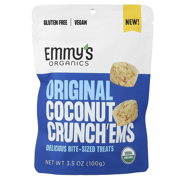 mys00652_v_2.jpg Original Coconut Crunch'ems, оригинальный вкус кокоса, 100 г (3,5 унции) — Emmy's Organic Cookies