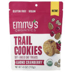 Trail Cookies, запеченные овсяные лакомства, миндаль и клюква, 113 г (4 унции) — Emmy's Organic Cookies
