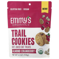 Trail Cookies, запеченные овсяные лакомства, миндаль и клюква, 113 г (4 унции) — Emmy's Organic Cookies