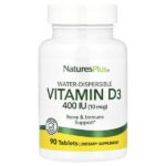 Водорастворимый витамин D3, 10 мкг (400 МЕ), 90 таблеток — NaturesPlus