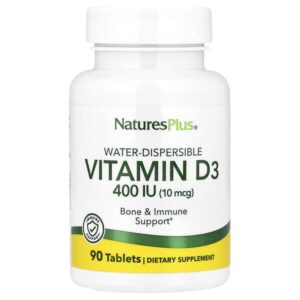 Водорастворимый витамин D3, 10 мкг (400 МЕ), 90 таблеток — NaturesPlus