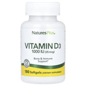 витамин D3, 25 мкг (1000 МЕ), 180 капсул — NaturesPlus
