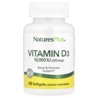 Витамин D3, 250 мкг (10 000 МЕ), 60 мягких таблеток — NaturesPlus