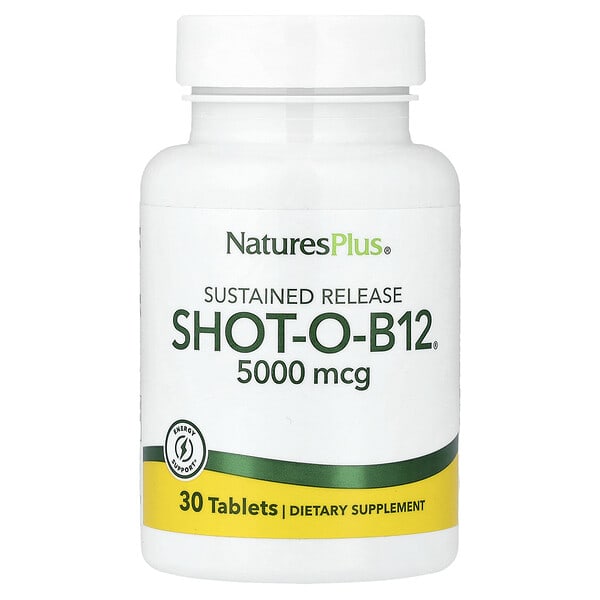 nap01735_v_24.jpg Shot-O-B12®, длительное высвобождение, 5000 мкг, 30 таблеток — NaturesPlus