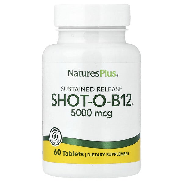 nap01736_v_25.jpg Shot-O-B12®, длительное высвобождение, 5000 мкг, 60 таблеток — NaturesPlus