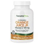 Chewable Orange Juice Jr®, витамин C, натуральный апельсин, 180 таблеток — NaturesPlus