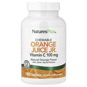 Chewable Orange Juice Jr®, витамин C, натуральный апельсин, 180 таблеток — NaturesPlus