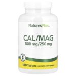 Кальций и магний, 500/250 мг, 180 таблеток — NaturesPlus