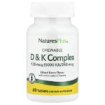 жевательный комплекс D и K, ягодное ассорти, 60 таблеток — NaturesPlus