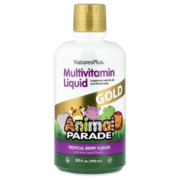 nap29901_v_79.jpg Animal Parade® Gold, жидкая мультивитаминная добавка, со вкусом тропических ягод, 900 мл (30 жидк. унций) — NaturesPlus