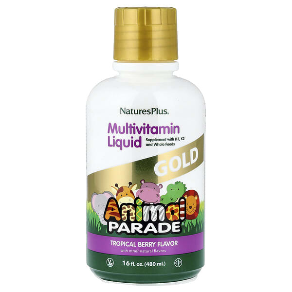nap29903_v_24.jpg Animal Parade® Gold, жидкая мультивитаминная добавка, со вкусом тропических ягод, 480 мл (16 жидк. унций) — NaturesPlus