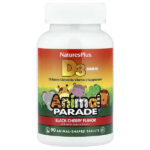 Animal Parade®, витамин D3, со вкусом черешни, 12,5 мкг (500 МЕ), 90 таблеток в форме животных — NaturesPlus