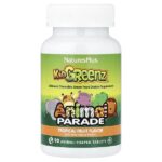 Animal Parade®, Kid Greenz®, пищевая добавка для детей с натуральным вкусом зелени, тропические фрукты, 90 таблеток в форме животных — NaturesPlus