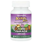 Animal Parade® AcidophiKidz®, для детей жевательный пробиотик, с ягодным вкусом, 90 таблеток в форме животных — NaturesPlus