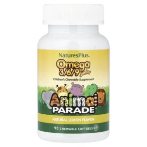 Animal Parade®, омега 3/6/9 для детей, натуральный лимонный вкус, 90 жевательных таблеток — NaturesPlus