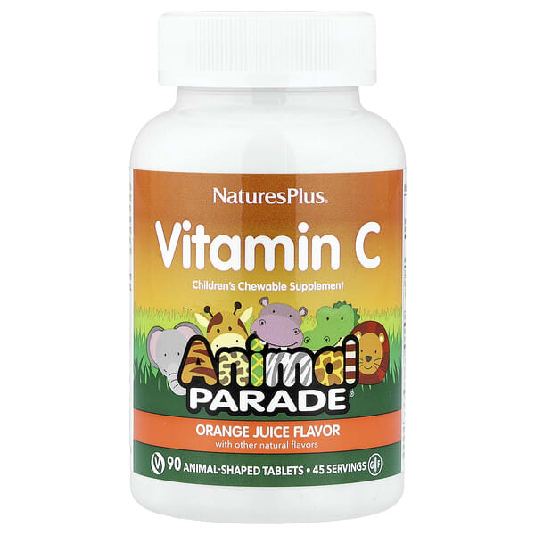 nap29998_v_67.jpg Animal Parade®, витамин C, со вкусом апельсинового сока, 90 таблеток в форме животных — NaturesPlus
