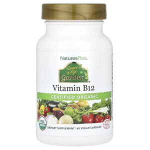 Source of Life® Garden, сертифицированный органический витамин B12, 60 веганских капсул — NaturesPlus