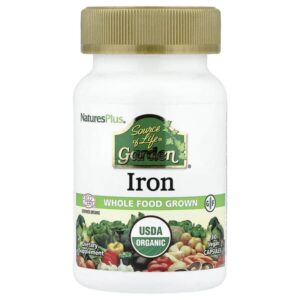 Source of Life Garden®, железо, 30 веганских капсул (18 мг в 1 капсуле) — NaturesPlus