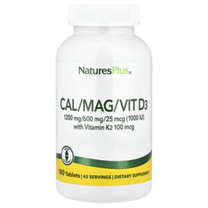 комплекс с кальцием, магнием, витаминами D3 и К2, 180 таблеток — NaturesPlus