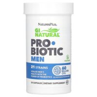 GI Natural, пробиотик для мужчин, 60 млрд КОЕ, 30 капсул — NaturesPlus