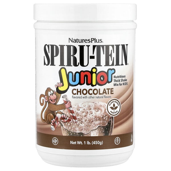 nap45602_v_74.jpg Spiru-Tein® Junior, питательная смесь для коктейля для детей, со вкусом шоколада, 450 г (1 фунт) — NaturesPlus