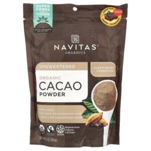 органический порошок какао, несладкий, 454 г (16 унций) — Navitas Organics