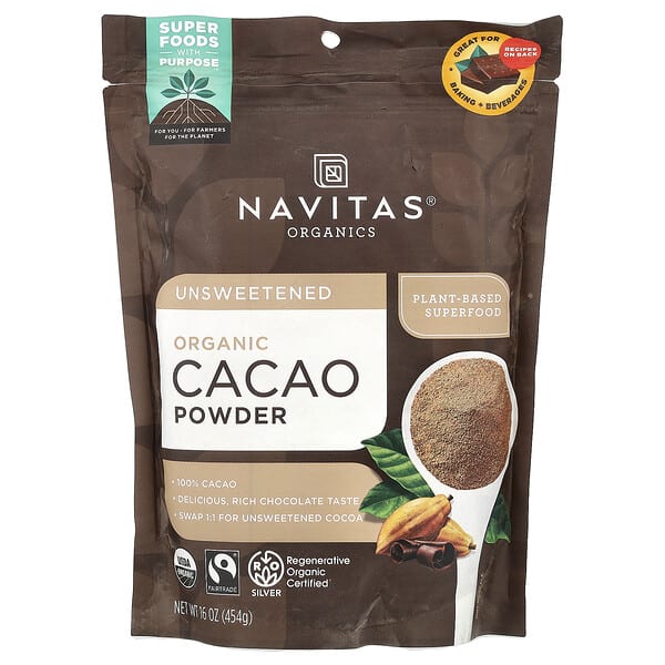 nav00084_v_32.jpg органический порошок какао, несладкий, 454 г (16 унций) — Navitas Organics