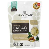 органические вафли из какао-масла, без подсластителей, 227 г (8 унций) — Navitas Organics