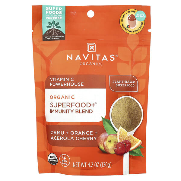 nav02264_v_6.jpg органическая смесь для иммунитета Superfood+®, мощный источник витамина С, каму, апельсин и ацерола, 120 г (4,2 унции) — Navitas Organics