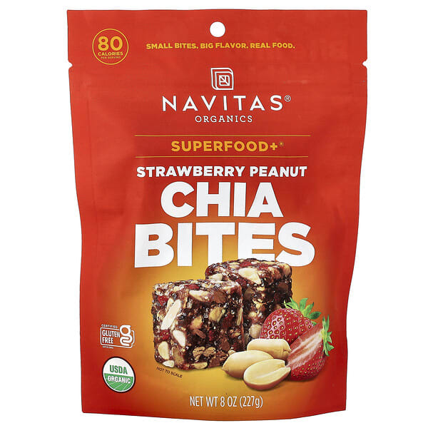 nav02322_v_6.jpg Superfood+®, кусочки чиа, со вкусом клубники и арахиса, 227 г (8 унций) — Navitas Organics