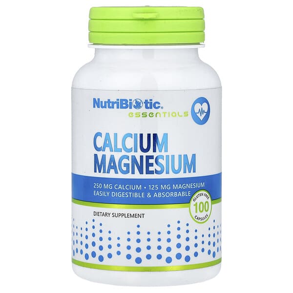 nbc00610_v_25.jpg Essentials, кальций и магний, 100 капсул без глютена — NutriBiotic