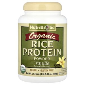 Органический рисовый протеин в порошке, ваниль, 600 г (1 фунт) — NutriBiotic