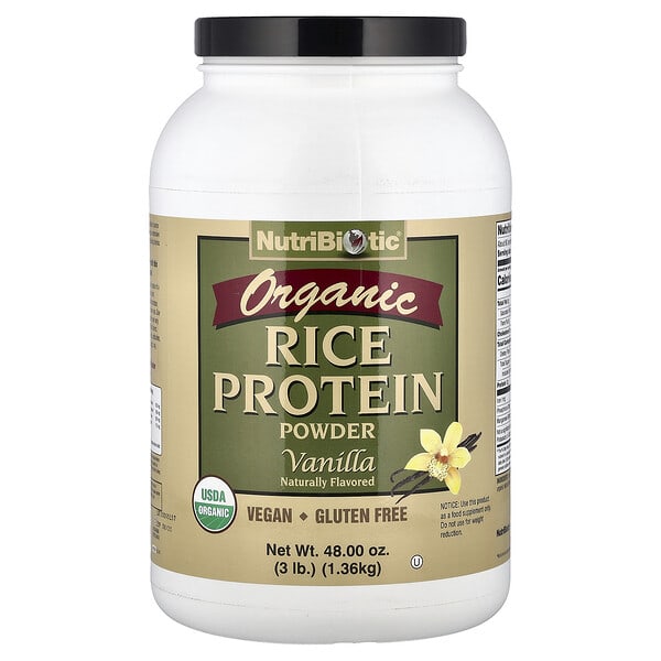 nbc03006_v_29.jpg Сырой натуральный рисовый белок с ванилью, 3 фунта (1.36 кг) — NutriBiotic
