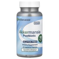 Akkermansia Postbiotic, аккермансия, 100 мг (10 млрд КОЕ), 30 вегетарианских капсул — Nutra BioGenesis