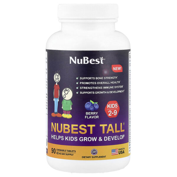 nbs01603_v_24.jpg Tall®, добавка для детей от 2 до 9 лет, с ягодным вкусом, 90 жевательных таблеток — NuBest