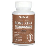Bone Xtra, растительный кальций, D3 и K2, 120 вегетарианских капсул — NuBest