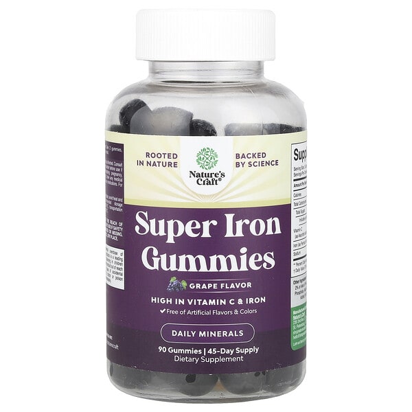 nca63959_v_8.jpg Super Iron Gummies, с виноградом, 90 жевательных таблеток — Nature's Craft