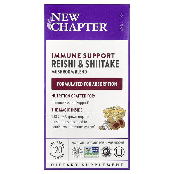ncr00231_v_43.jpg Immune Support, смесь грибов рейши и шиитаке, 120 веганских капсул — New Chapter