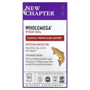 рыбий жир Wholemega, 180 мягких таблеток — New Chapter