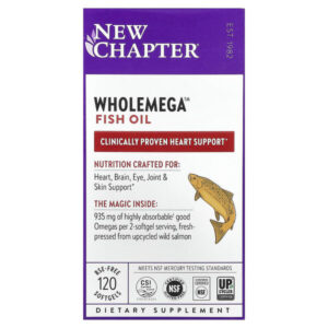 Wholemega, рыбий жир, 120 капсул без ГЭКРС — New Chapter