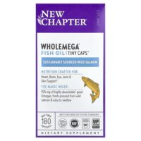 рыбий жир Wholemega™, Tiny Caps™, 180 капсул без ГЭКРС — New Chapter