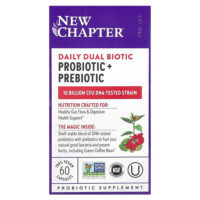 Daily Dual Biotic, пробиотик и пребиотик, 60 веганских капсул — New Chapter