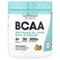 Для женщин, BCAA с витамином D3, фолатом, биотином и кальцием, персик и манго, 300 г (10,7 унции) — Nutricost