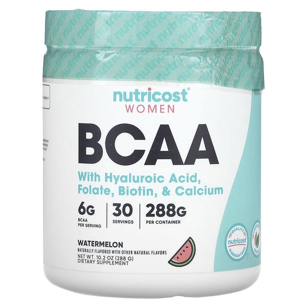 ncs00865_v_8.jpg BCAA с гиалуроновой кислотой, фолатом, биотином и кальцием для женщин, со вкусом арбуза, 288 г (10,2 унции) — Nutricost