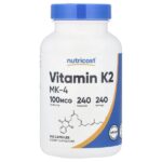 витамин K2 MK-4, 100 мкг, 240 капсул — Nutricost